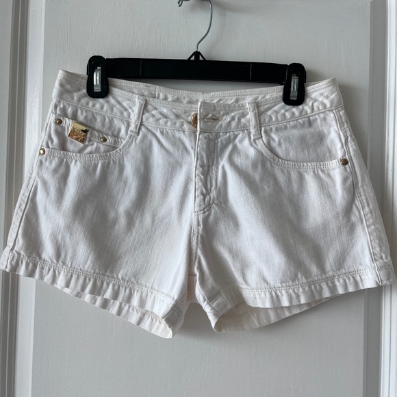 Studio F Jeans Distressed Denim Shorts – Red & Light Pink (Size 8) - Picture 1 of 12